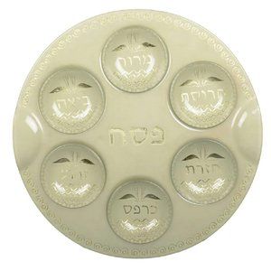 Gold Curlicue Border Passover Seder Plate with Bowls